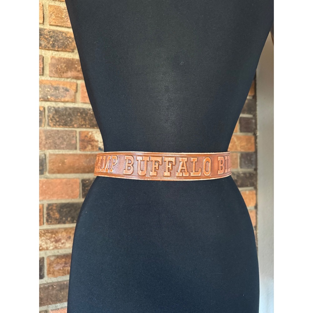 Camp Buffalo Bill Leather‎ Belt Western Tooled Fleur De Lis Size 26